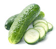 Cucumber group and pieces isolated on white