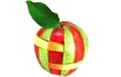 lustig geschnittener Apfel in verschiedenen Farben