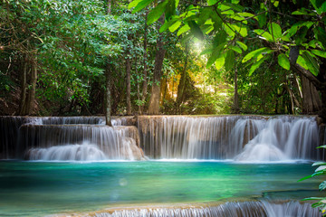 Thailand waterfall in Kanchanaburi (Huay Mae Kamin)