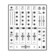© TRIKONA - vector outline sound dj mixer with knobs and sliders