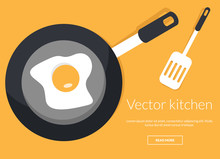 Fried Egg On Pan Conceptual Vector Illustration