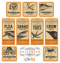 Funny Vintage Halloween Apothecary Labels - Set 02 (vector)