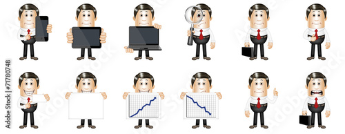 Cartoon businessman in various expressions and poses