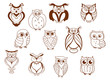 Cute cartoon vector owl characters