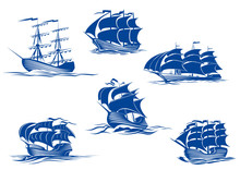 Blue Tall Ships Or Sailing Ships