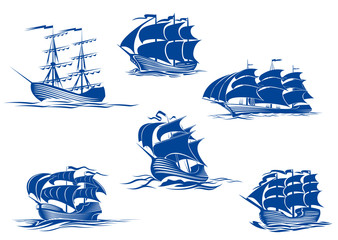 Sticker - Blue tall ships or sailing ships