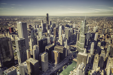 Canvas Print - Chicago skyline panorama aerial view