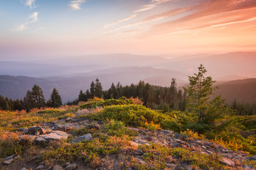 sunset from a mountain top