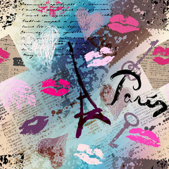 Poster - Retro scrapbook collage Paris.