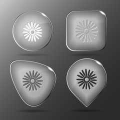 Sticker - Camomile. Glass buttons. Vector illustration.