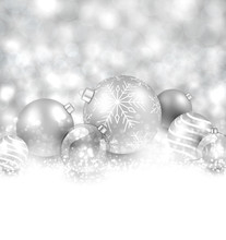 Winter Background With Silver Christmas Balls.