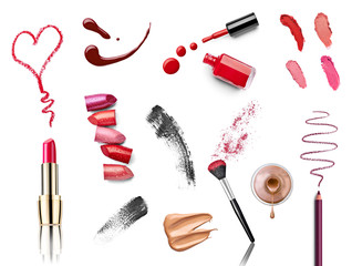 Wall Mural - make up beauty lipstick nail polish liquid powder mascara pencil