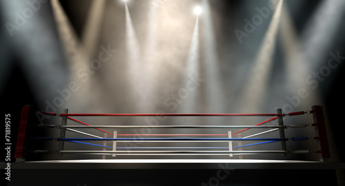 Obraz w ramie Boxing Ring Spotlit Dark