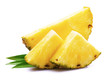 Ripe pineapple with leaf.