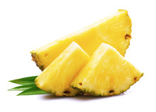 Ripe Pineapple With Leaf.