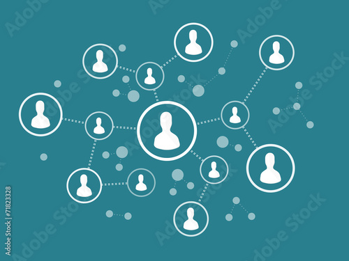 Fényképezés Network connection concept. Flat design web icons