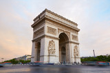 Fototapeta Paryż - Arc de Triomphe in Paris in the morning
