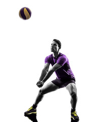 Wall Mural - volley ball player man silhouette white background