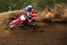 Rider Driving In The Motocross Race