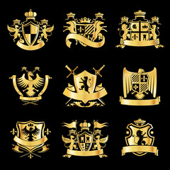 Poster - Heraldic golden emblems