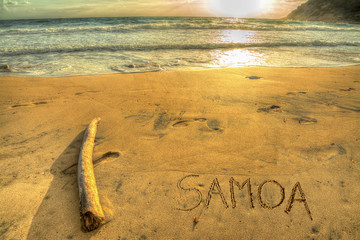 Poster - samoa writing at sunset