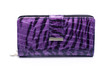 Women's purple leather wallet on a white background
