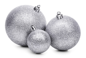 silver christmas ball isolated on white background
