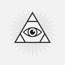 All Seeing Eye Symbol, Triangle With Rays