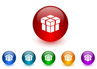 Fototapete - box colorful vector icons set