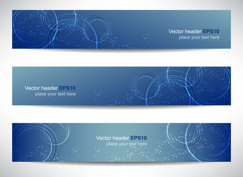Web header, set of vector banner, design with precise dimension