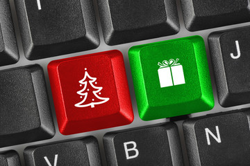 Computer keyboard with Christmas keys