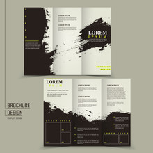 Abstract Chinese Calligraphy Design For Tri-fold Brochure