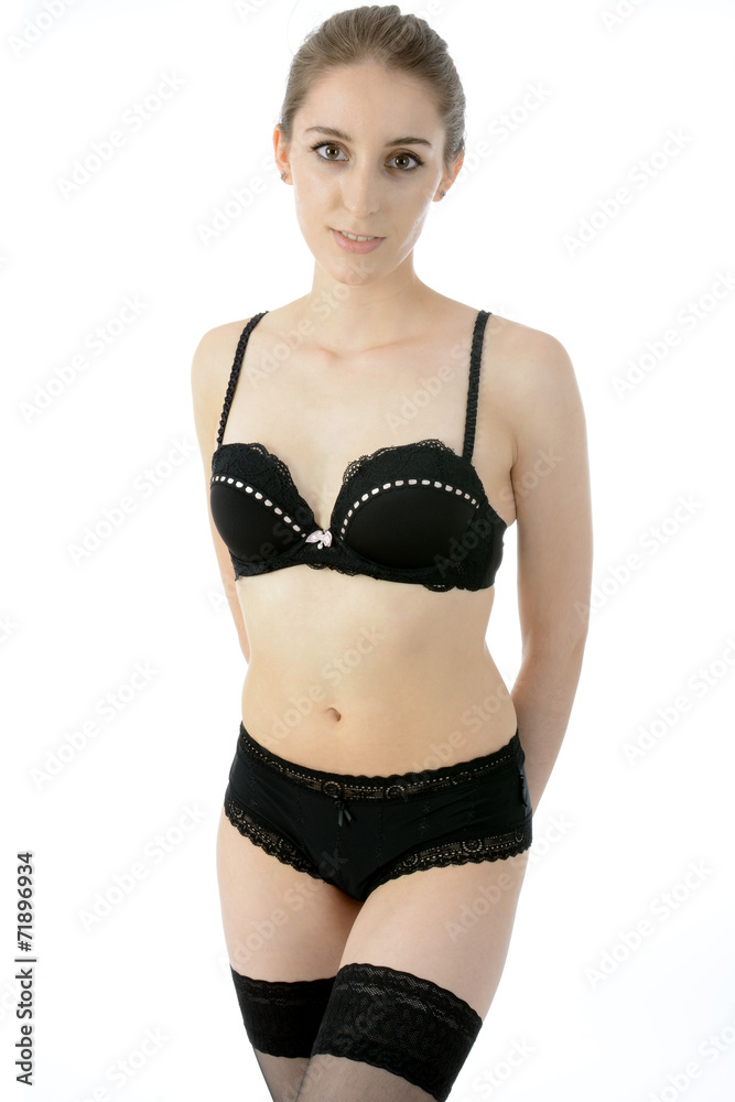 Teenager in Dessous und halterlosen Strmpfen Stock Photo | Adobe Stock