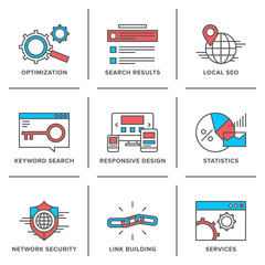 Aufkleber - Search engine optimization line icons set