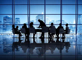 Wall Mural - Silhouette of Business People in a Meeting