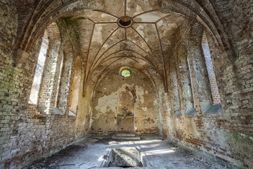 Forgotten church in the woods