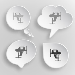 Sticker - Clamp. White flat vector buttons on gray background.