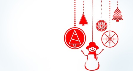 Poster - Hanging christmas decorations with copy space