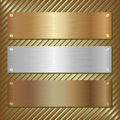 Poster - metallic plate - gold, silver, brown