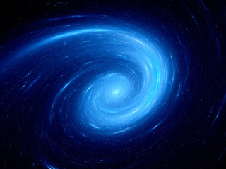 blue glowing spiral galaxy