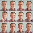 montage photo of a young man with some facial expressions