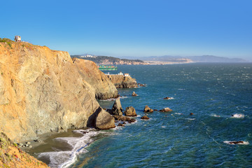 Wall Mural - California Coast, Lighthouse Point Bonita, San Francisco