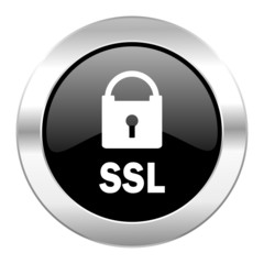 Poster - ssl black circle glossy chrome icon isolated