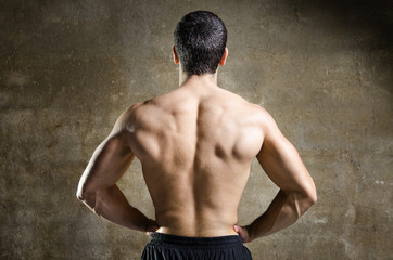 Young man muscle back portrait