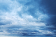 Dark Blue Sky With Clouds, Abstract Background