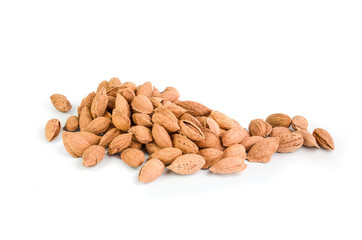 Wall Mural - Almond nuts isolated on a white background.
