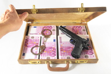 Wall Mural - Suitcase Full of Banknotes