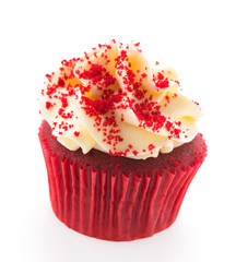 Wall Mural - Red velvet cupcakes isolated on white