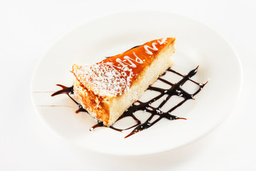 Canvas Print - cheesecake with chocolate sauce