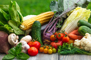 Wall Mural - Vegetables on wooden table